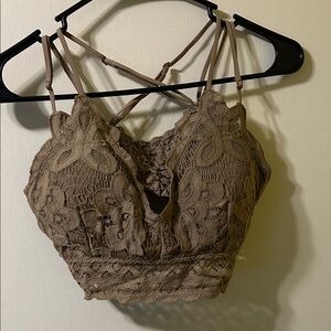 Stylish Brown Lace Crop Top